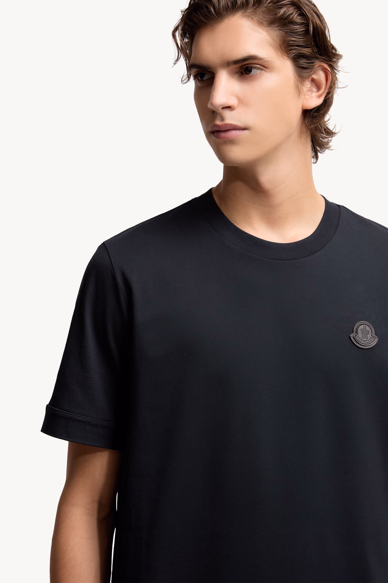 Camiseta de algodón con parche con logotipo Hombre Azul marino Moncler 6